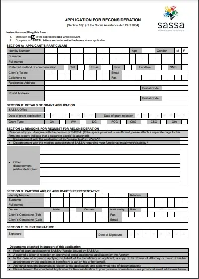 Copy of application form